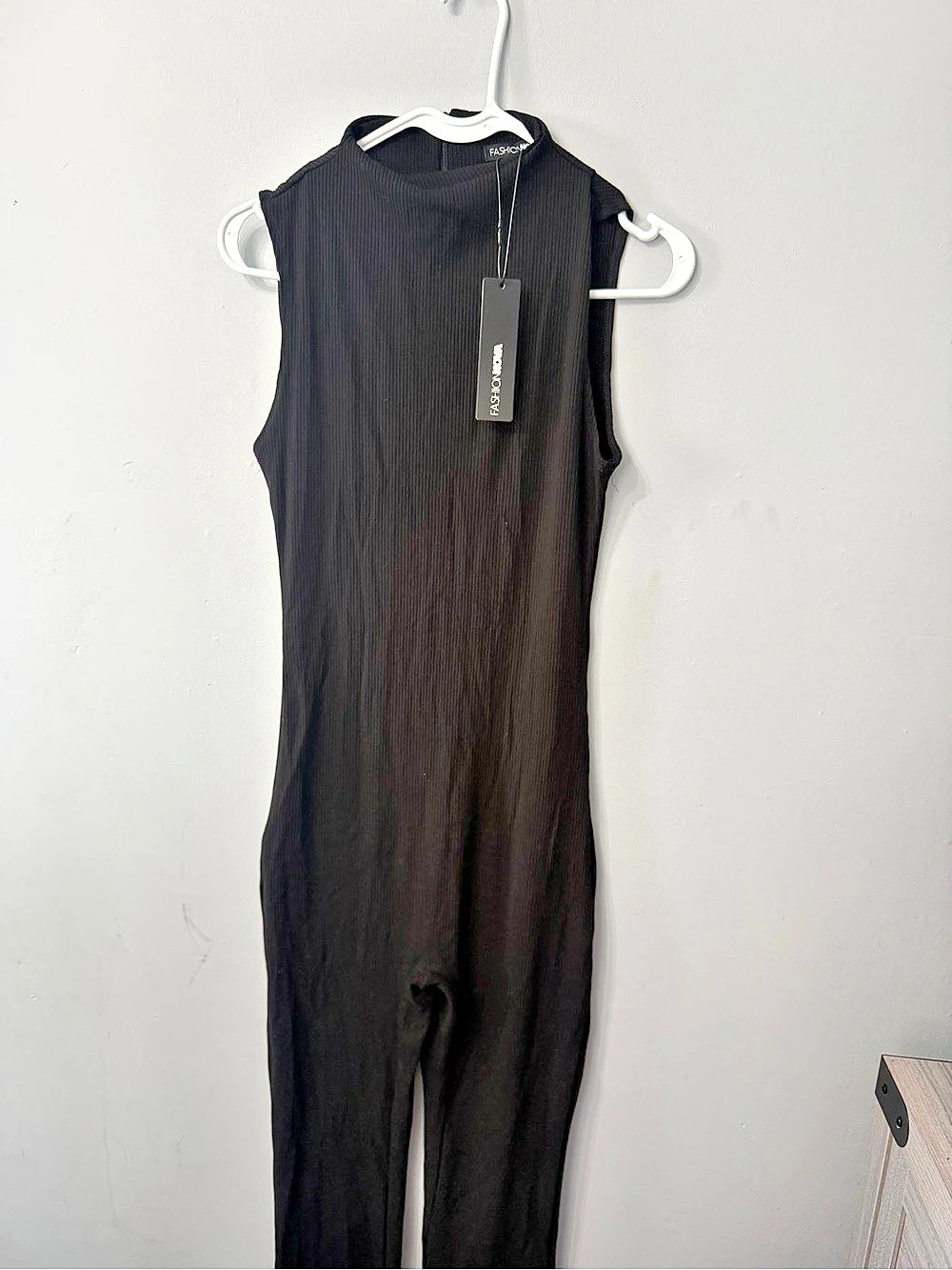 Fashion Nova Amber Snatched Flare Jumpsuit Ribbed Black Size XL NWT